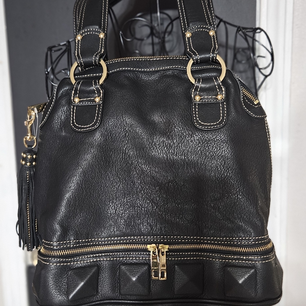 Kate Landry Black Shoulder Bag with Gold Accents